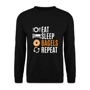 Eat Sleep Bagels Wiederholung - Unisex Pullover - Schwarz - Vorne - Alina (178cm) & Michal (187cm)