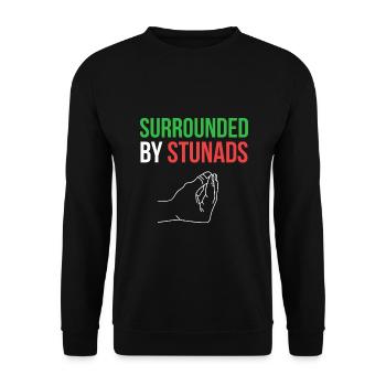 Surrounded by Stunads Funny Italian Sayings - Unisex Sweatshirt - black - Front - Alina (178cm) & Michal (187cm)
