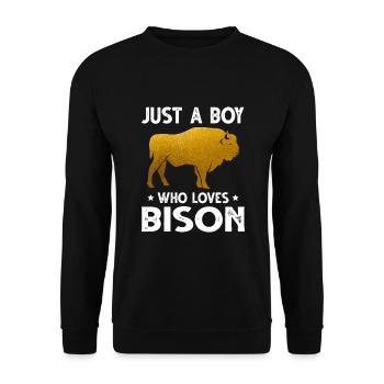 Juste un garçon qui aime les amoureux des animaux mignons du bison - Sweat-shirt Unisexe - noir - Devant - Alina (178cm) & Michal (187cm)