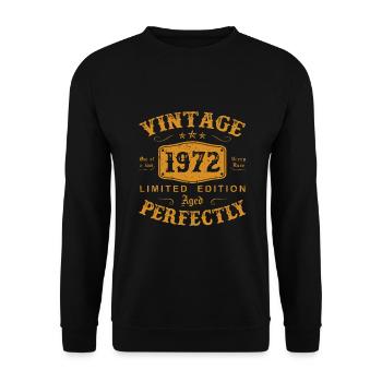 50 Jahre alte Geburtstagsgeschenke Jahrgang 1972 50. - Unisex Pullover - Schwarz - Vorne - Alina (178cm) & Michal (187cm)