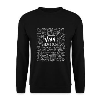 Racine carrée de 169 : 13 ans, 13e anniversaire - Sweat-shirt Unisexe - noir - Devant - Alina (178cm) & Michal (187cm)