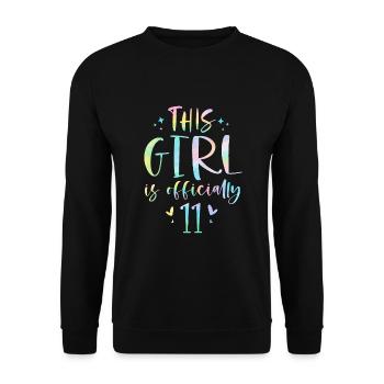 This Girl Is Officially 11 Eleven Year Old 11th - Unisex Sweatshirt - black - Front - Alina (178cm) & Michal (187cm)