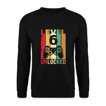 Sechs 6 Jahre 6 Geburtstag Junge Sohn Lustiger Spieler 6. Jahre - Unisex Pullover - Schwarz - Vorne - Alina (178cm) & Michal (187cm)