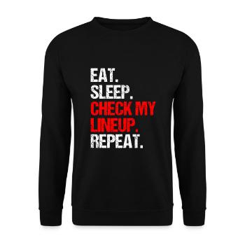 Mangez Sleep Vérifiez mon line-up Repeat, Fantasy Football - Sweat-shirt Unisexe - noir - Devant - Alina (178cm) & Michal (187cm)