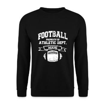 Miami Football Eigentum der Athletic Dept - Unisex Pullover - Schwarz - Vorne - Alina (178cm) & Michal (187cm)