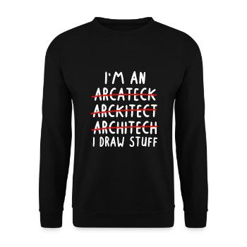 Architekt Kunst Männer Frauen Zukunft Architektur Wortspiel - Unisex Pullover - Schwarz - Vorne - Alina (178cm) & Michal (187cm)