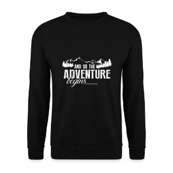 Und so beginnt das Abenteuer Camping Roadtrip - Unisex Pullover - Schwarz - Vorne - Alina (178cm) & Michal (187cm)