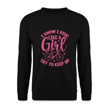 Je sais que je roule comme une fille essaie de suivre le VTT - Sweat-shirt Unisexe - noir - Devant - Alina (178cm) & Michal (187cm)