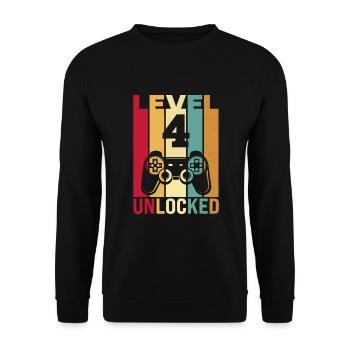 Vier 4 Jahre 4 Geburtstagskind Sohn Lustiger Spieler 4. Jahre - Unisex Pullover - Schwarz - Vorne - Alina (178cm) & Michal (187cm)