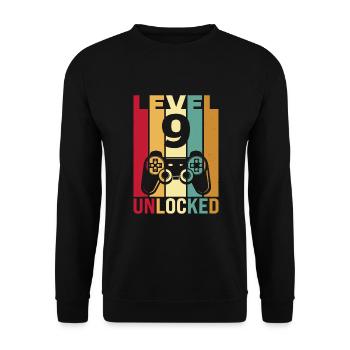 Zehn 9 Jahre 9 Geburtstag Kind Sohn Lustiger Spieler 9. Jahre - Unisex Pullover - Schwarz - Vorne - Alina (178cm) & Michal (187cm)