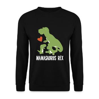 Mamasaurus Rex Dinosaurier Liebhaber Muttertagsgeschenk - Unisex Pullover - Schwarz - Vorne - Alina (178cm) & Michal (187cm)