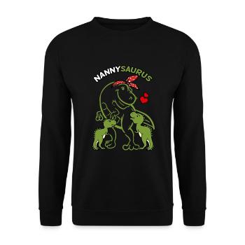 Nannysaurus Nanny 2 Kids Dinosaur Mother's Day - Unisex Sweatshirt - black - Front - Alina (178cm) & Michal (187cm)