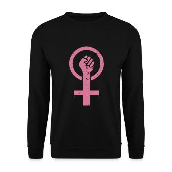 Feministin - Venus - Weibliches Zeichen - Niedliche Feministin - Unisex Pullover - Schwarz - Vorne - Alina (178cm) & Michal (187cm)