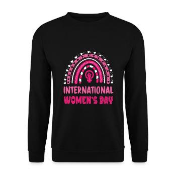 8 March Happy Women's Day - International Women's - Unisex Sweatshirt - black - Front - Alina (178cm) & Michal (187cm)