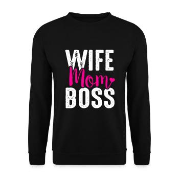 Wife Mom - Unisex Sweatshirt - black - Front - Alina (178cm) & Michal (187cm)