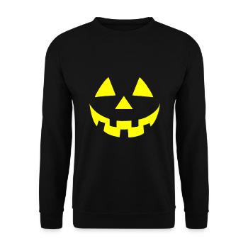 Gruseliges Halloween-Kürbisgesicht Süßes oder Saures einfach - Unisex Pullover - Schwarz - Vorne - Alina (178cm) & Michal (187cm)