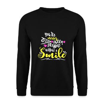 You're Never Fully Dressed Without A Smile - Unisex Sweatshirt - black - Front - Alina (178cm) & Michal (187cm)