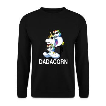 Dadacorn Einhorn Vater von 2 Kindern Vatertag - Unisex Pullover - Schwarz - Vorne - Alina (178cm) & Michal (187cm)