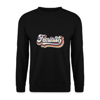 Feminist - Retro 70s Vintage Rainbow - Feminism - Unisex Sweatshirt - black - Front - Alina (178cm) & Michal (187cm)