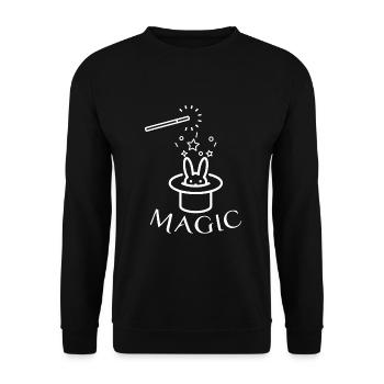 Lapin en chapeau magique avec magicien baguette magique - Sweat-shirt Unisexe - noir - Devant - Alina (178cm) & Michal (187cm)