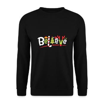 Christmas Believe Boys Girls Santa Hat Xmas Tree - Unisex Sweatshirt - black - Front - Alina (178cm) & Michal (187cm)