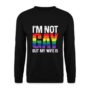 Je ne suis pas gay mais ma femme est drôle LGBT arc-en-ciel - Sweat-shirt Unisexe - noir - Devant - Alina (178cm) & Michal (187cm)