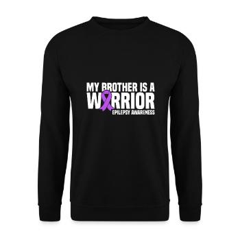 Mein Bruder ist ein Krieger Purple Ribbon Epilepsie - Unisex Pullover - Schwarz - Vorne - Alina (178cm) & Michal (187cm)