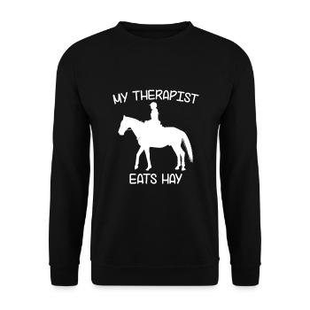 Mon thérapeute mange du foin | Drôles de chevaux - Sweat-shirt Unisexe - noir - Devant - Alina (178cm) & Michal (187cm)