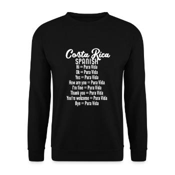 Costa Rica Espagnol Pura Vida Souvenir - Sweat-shirt Unisexe - noir - Devant - Alina (178cm) & Michal (187cm)