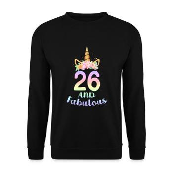 Geschenke zum 26. und fabelhaften 26. Geburtstag von 26 Jahren - Unisex Pullover - Schwarz - Vorne - Alina (178cm) & Michal (187cm)