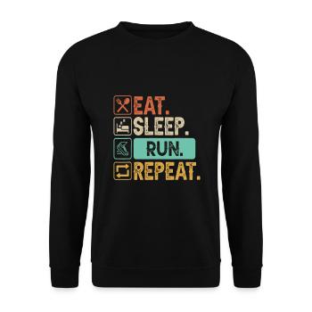 Running Runner - Vintage Retro Eat Sleep Run - Sweat-shirt Unisexe - noir - Devant - Alina (178cm) & Michal (187cm)