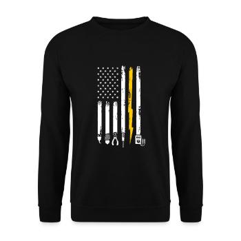 Electrician US Flag Tools for Electricians - Unisex Sweatshirt - black - Front - Alina (178cm) & Michal (187cm)