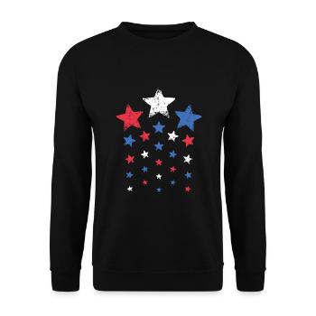 4 juillet Femmes Hommes Mignons Rouge Blanc Bleu Étoiles - Sweat-shirt Unisexe - noir - Devant - Alina (178cm) & Michal (187cm)