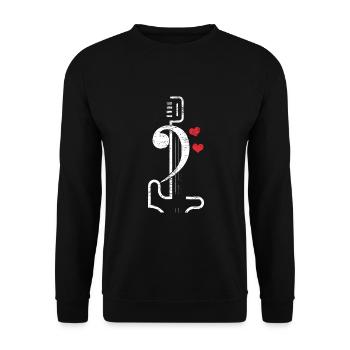 Bassschlüssel für Bassisten & Bassisten - Unisex Pullover - Schwarz - Vorne - Alina (178cm) & Michal (187cm)