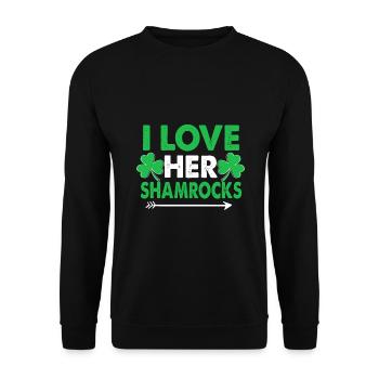 I Love Her Shamrocks - St Patricks Day Matching - Unisex Sweatshirt - black - Front - Alina (178cm) & Michal (187cm)