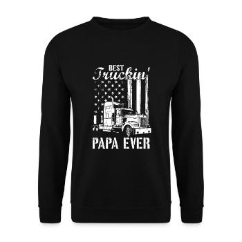 Herren Bester Trucking Papa Ever LKW Fahrer Amerikanisch - Unisex Pullover - Schwarz - Vorne - Alina (178cm) & Michal (187cm)