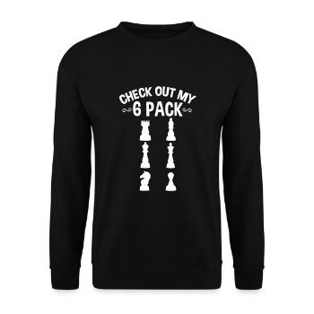 Schauen Sie sich mein Sixpack-Schach an - Unisex Pullover - Schwarz - Vorne - Alina (178cm) & Michal (187cm)