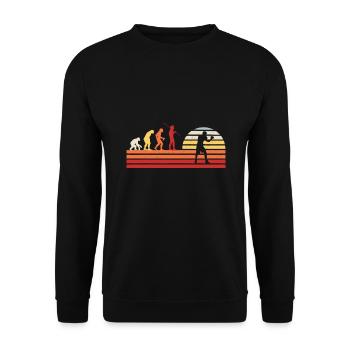 Retro Boxing Combat Sparring Handschuh - Vintage Boxer - Unisex Pullover - Schwarz - Vorne - Alina (178cm) & Michal (187cm)