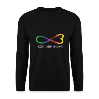 Autism Infinity Accept Understand Awareness - Unisex Sweatshirt - black - Front - Alina (178cm) & Michal (187cm)