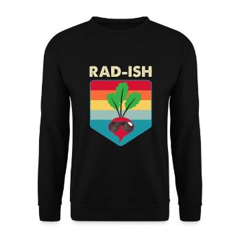 Rad-ish Lustiger Rettich-Liebhaber Veganes vegetarisches Essen - Unisex Pullover - Schwarz - Vorne - Alina (178cm) & Michal (187cm)