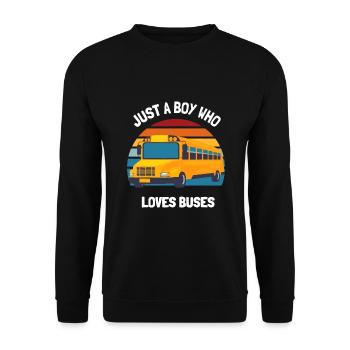 Nur ein Junge, der Busse liebt Schulbus Kleinkinder Kinder - Unisex Pullover - Schwarz - Vorne - Alina (178cm) & Michal (187cm)