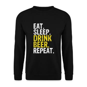 Manger dormir Boire Bière Répéter Cadeau - Sweat-shirt Unisexe - noir - Devant - Alina (178cm) & Michal (187cm)