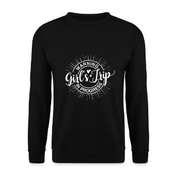 Warning Girl's Trip In Progress Summer Beach - Unisex Sweatshirt - black - Front - Alina (178cm) & Michal (187cm)