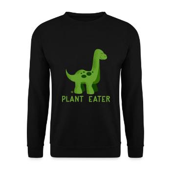 Niedlicher Dinosaurier-Pflanzenfresser - Vegetarisch Vegan - Unisex Pullover - Schwarz - Vorne - Alina (178cm) & Michal (187cm)