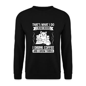 C’est ce que je fais Lire des livres Je bois du café - Sweat-shirt Unisexe - noir - Devant - Alina (178cm) & Michal (187cm)