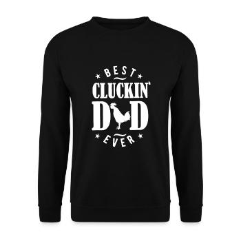 Bester Cluckin-Vater aller Zeiten - Chicken Daddy - Unisex Pullover - Schwarz - Vorne - Alina (178cm) & Michal (187cm)