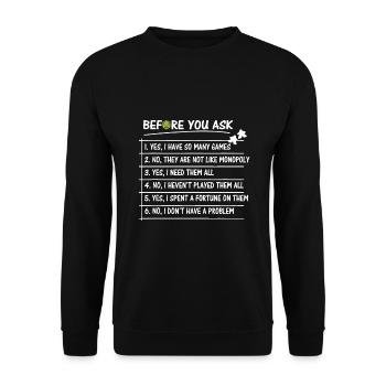 Avant de demander Oui, j’ai tellement de jeux - Sweat-shirt Unisexe - noir - Devant - Alina (178cm) & Michal (187cm)