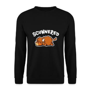 Scottish Saying Scunnered Highland Cow Funny Scots - Unisex Sweatshirt - black - Front - Alina (178cm) & Michal (187cm)