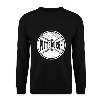 Vintage Pittsburgh Stadtbild Baseball-Liebhaber Spieler - Unisex Pullover - Schwarz - Vorne - Alina (178cm) & Michal (187cm)