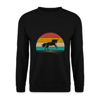 Vintage Unicorn Retro Distressed Unicorn Lover - Unisex Sweatshirt - black - Front - Alina (178cm) & Michal (187cm)